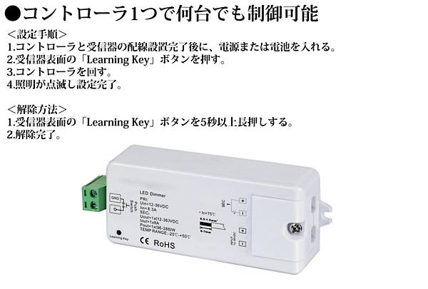 TK-RPWS 壁付無線式受信器 単色用 専用リモコンが必要 LEDテープライト 