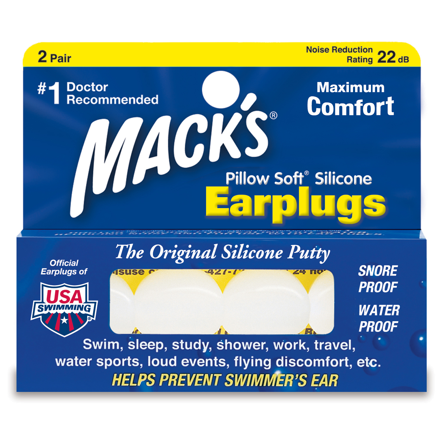 Mack's Soft Silicone Earplugs　2ペア 【メール便可】