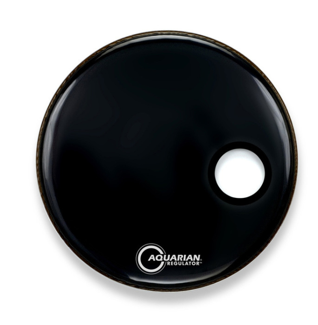 AQUARIAN Drumhead Regulator Gloss Black 12cmオフセットホール　/1プライ