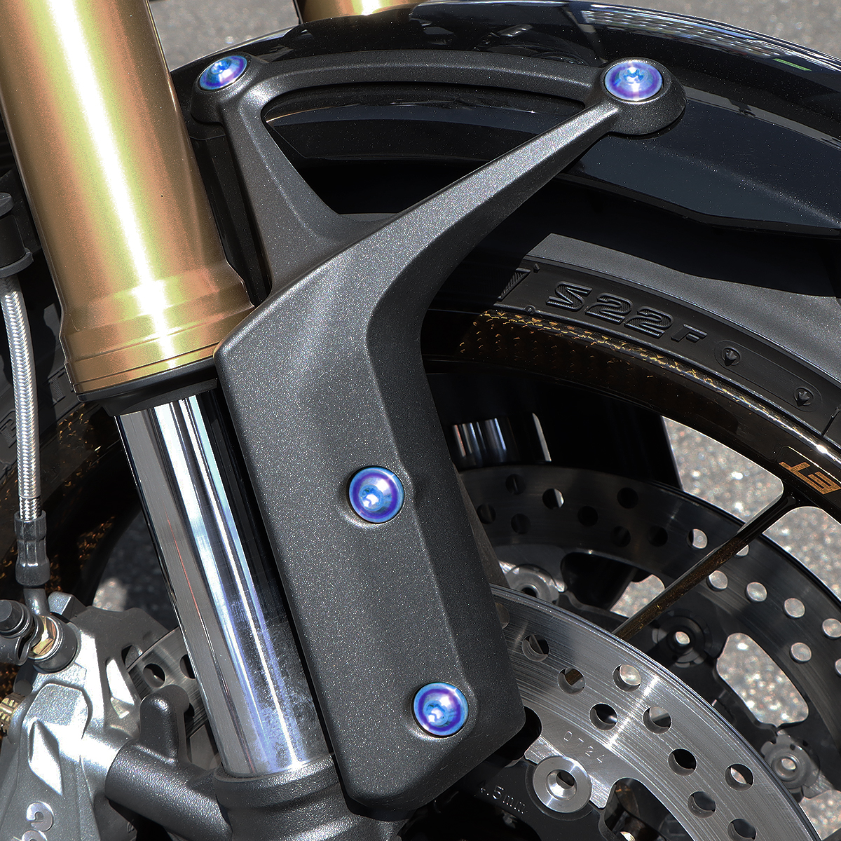 Z900RS 64チタン フロントフェンダーアーム用 ボルトセット 焼きチタンカラー BS0011 【メール便可】