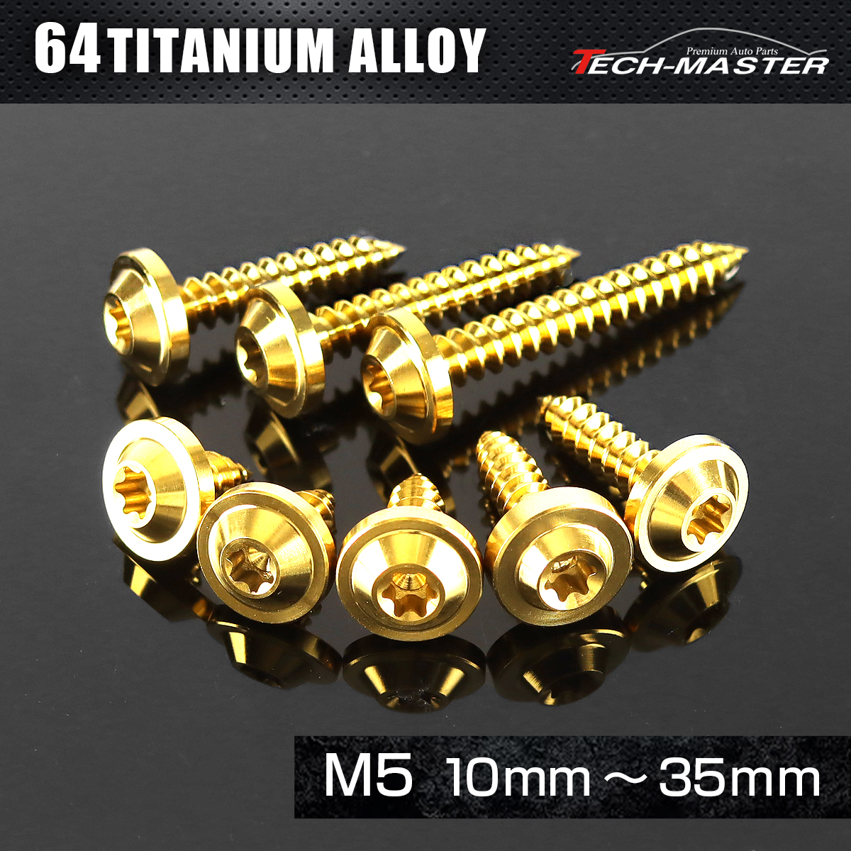 チタンネジ トルクス穴付 タッピングビス M5×10mm～35mm ゴールド JA1242CHOICE 【メール便可】