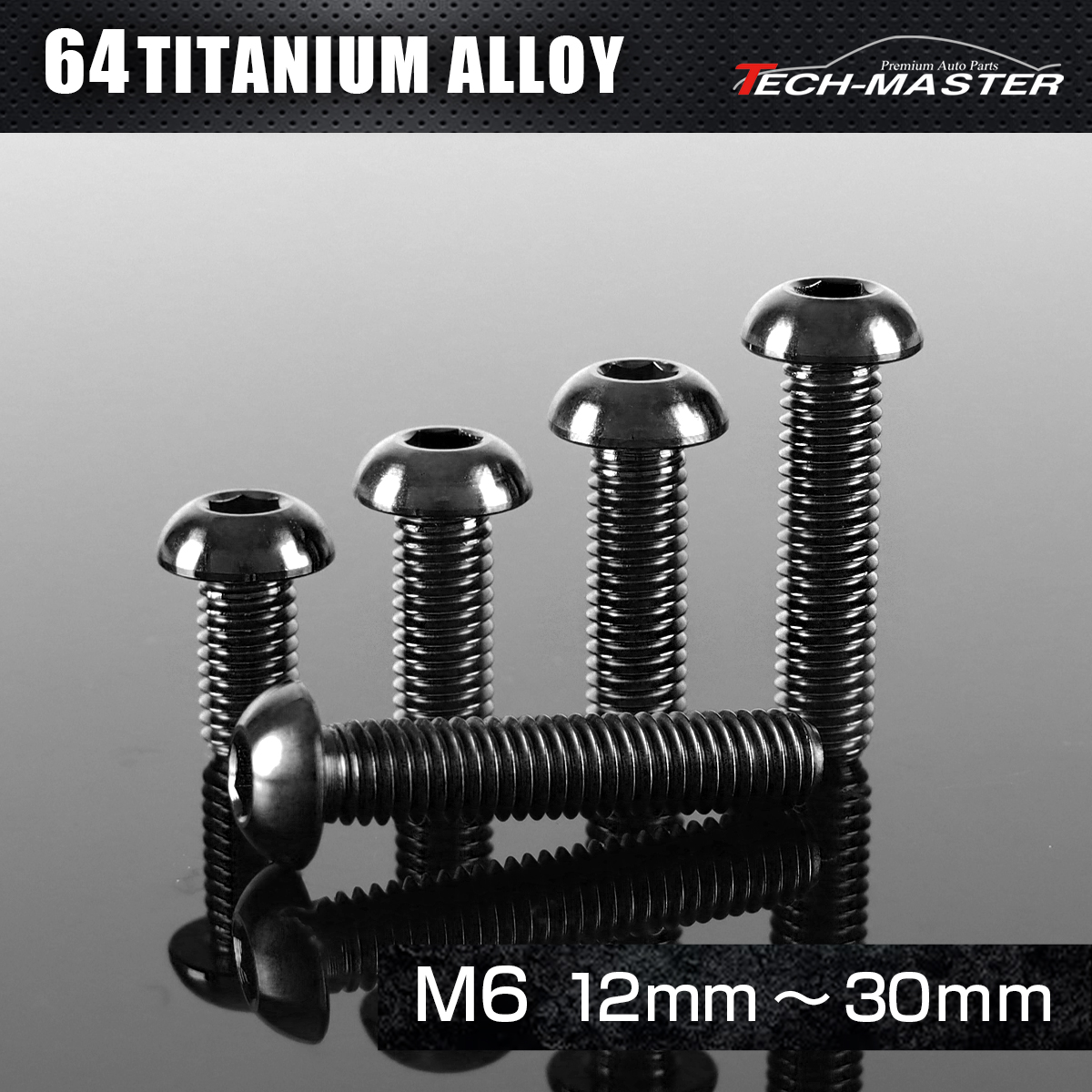 チタンボルト トラスヘッド 六角穴付き ボタンボルト M6×12mm～30mm ブラック JA2256CHOICE 【メール便可】