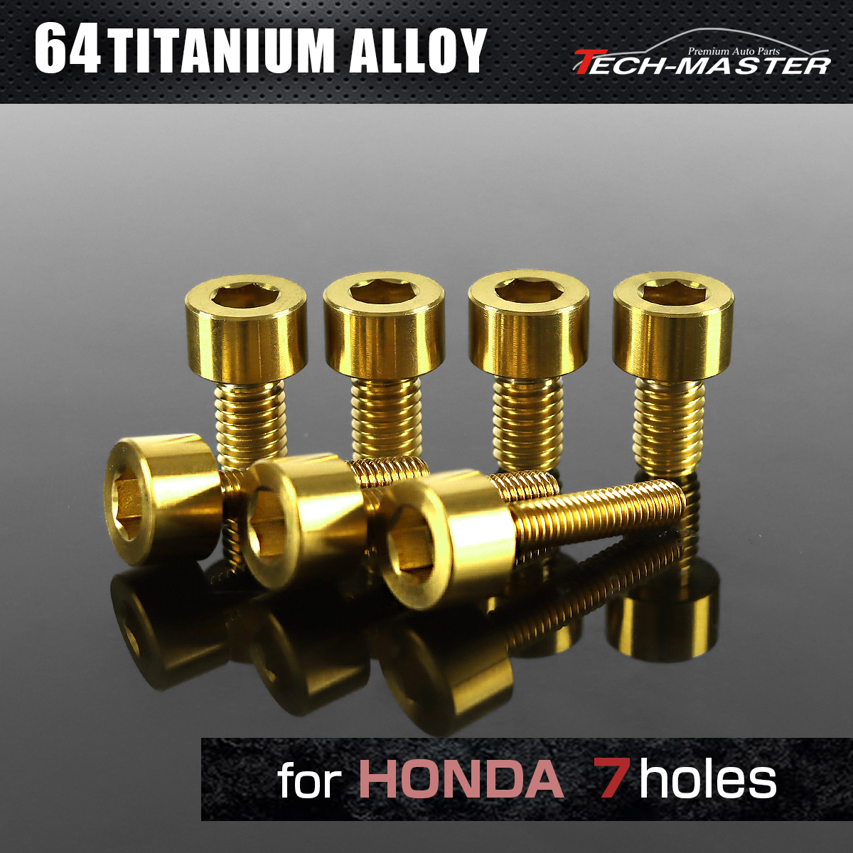 64チタン タンクキャップボルト ホンダ 7穴用 ゴールド 7本セット JA234 【メール便可】