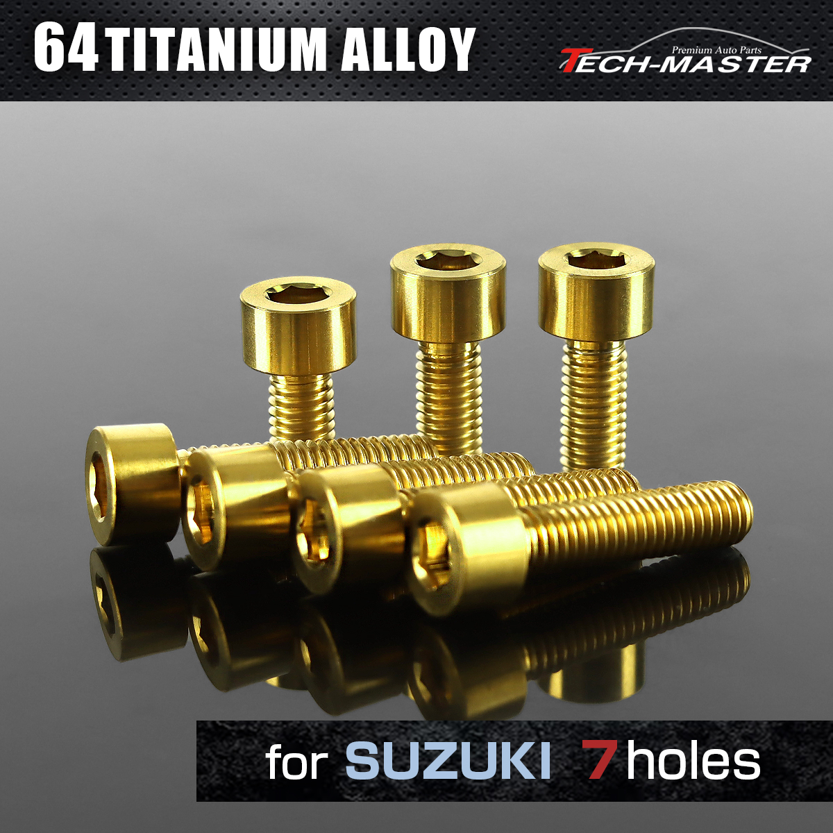 64チタン タンクキャップボルト スズキ 7穴用 ゴールド 7本セット JA250 【メール便可】