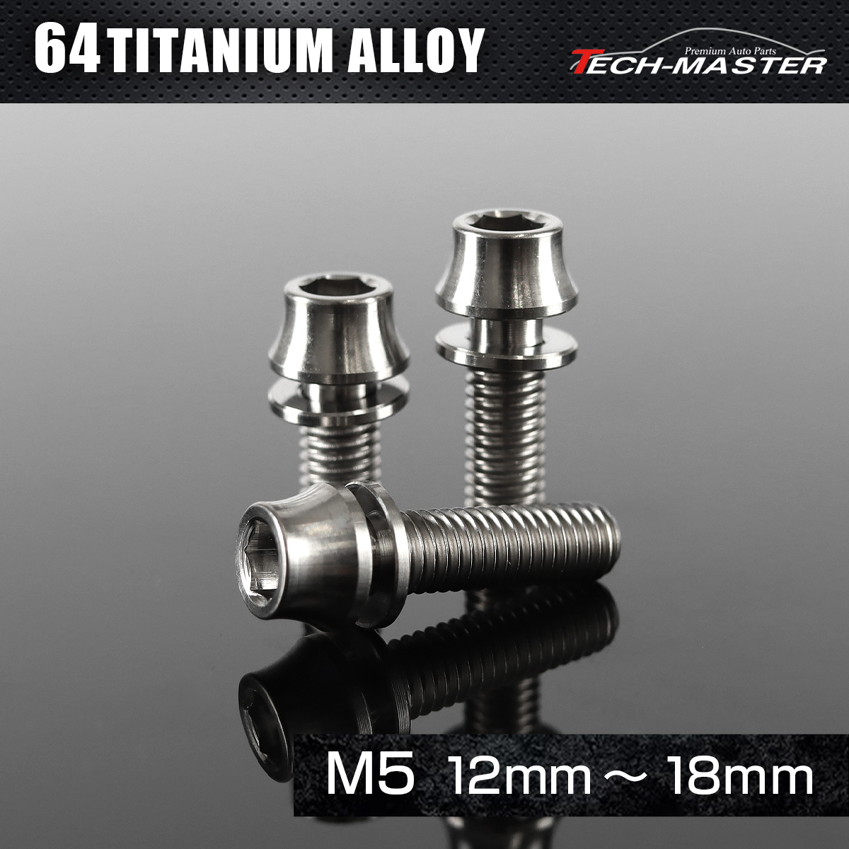 チタンボルト ワッシャー 組込 テーパーヘッド 六角穴付き キャップボルト M5×12mm～18mm シルバー JA285CHOICE 【メール便可】