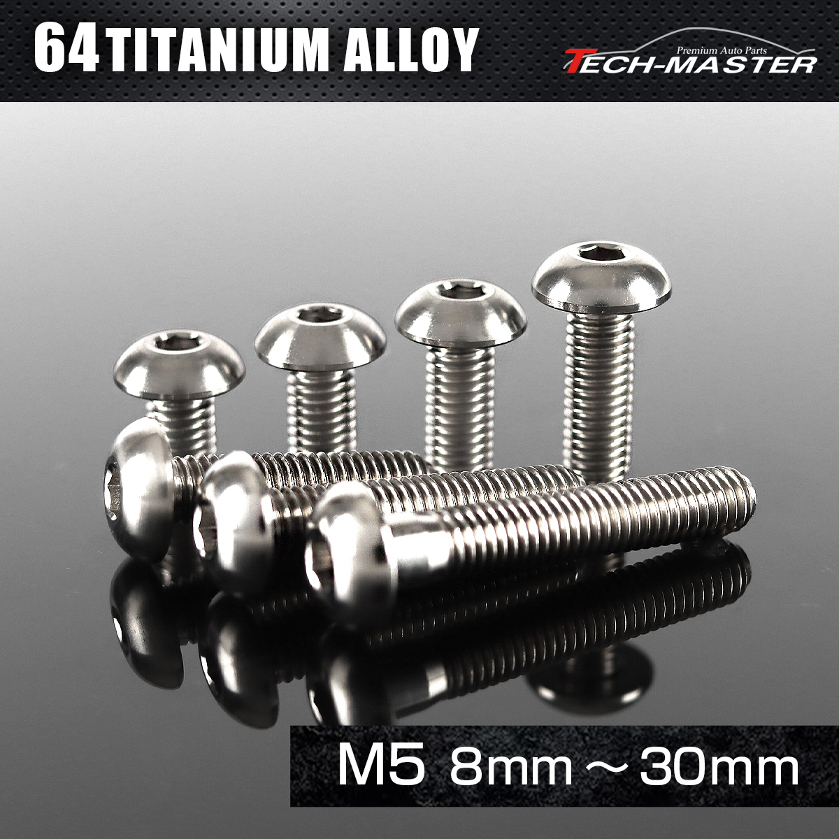 チタンボルト トラスヘッド 六角穴付き ボタンボルト M5×8mm～30mm シルバー JA580CHOICE 【メール便可】