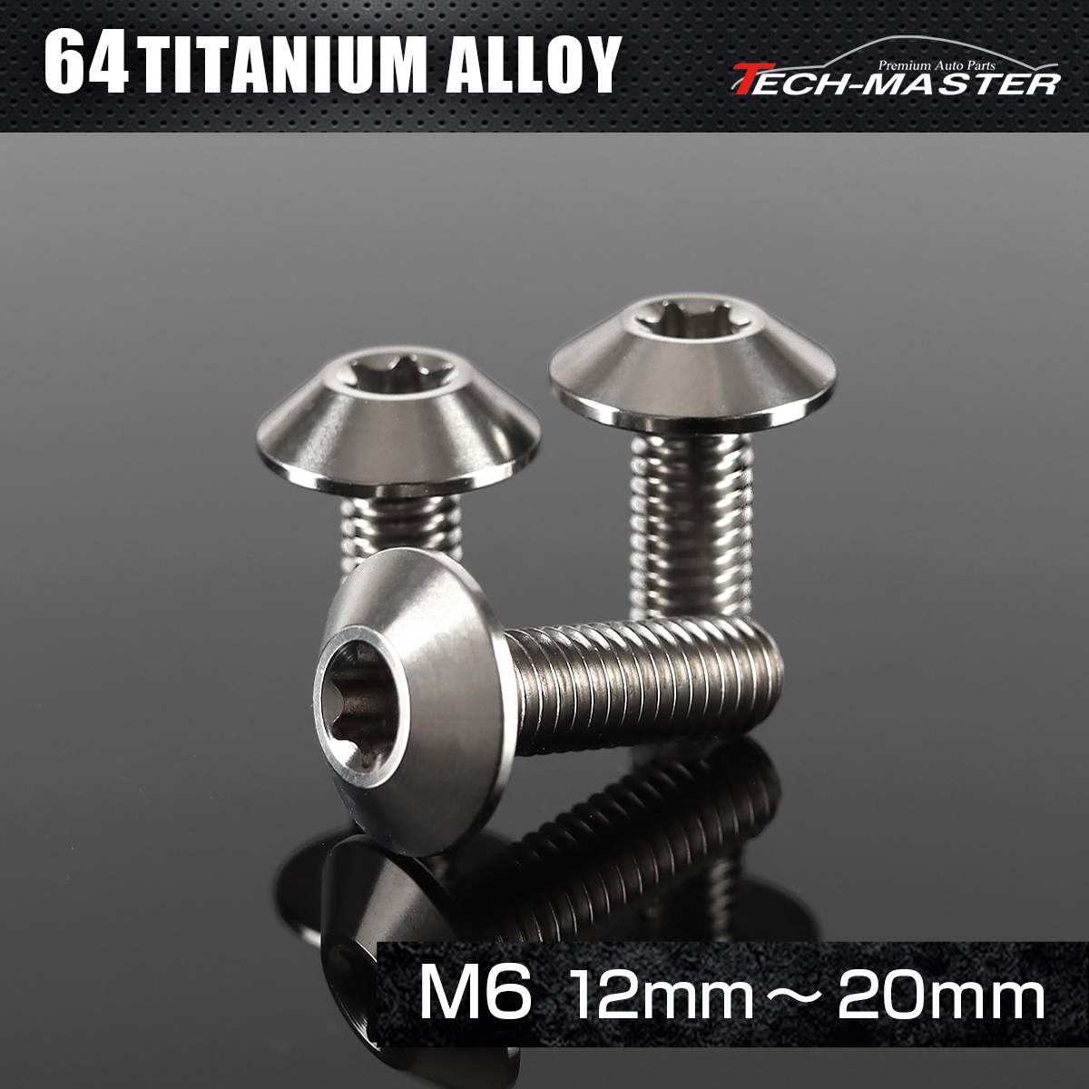 チタンボルト トルクス穴付き テーパーヘッド ボタンボルト M6×12mm～20mm シルバー JA625CHOICE 【メール便可】