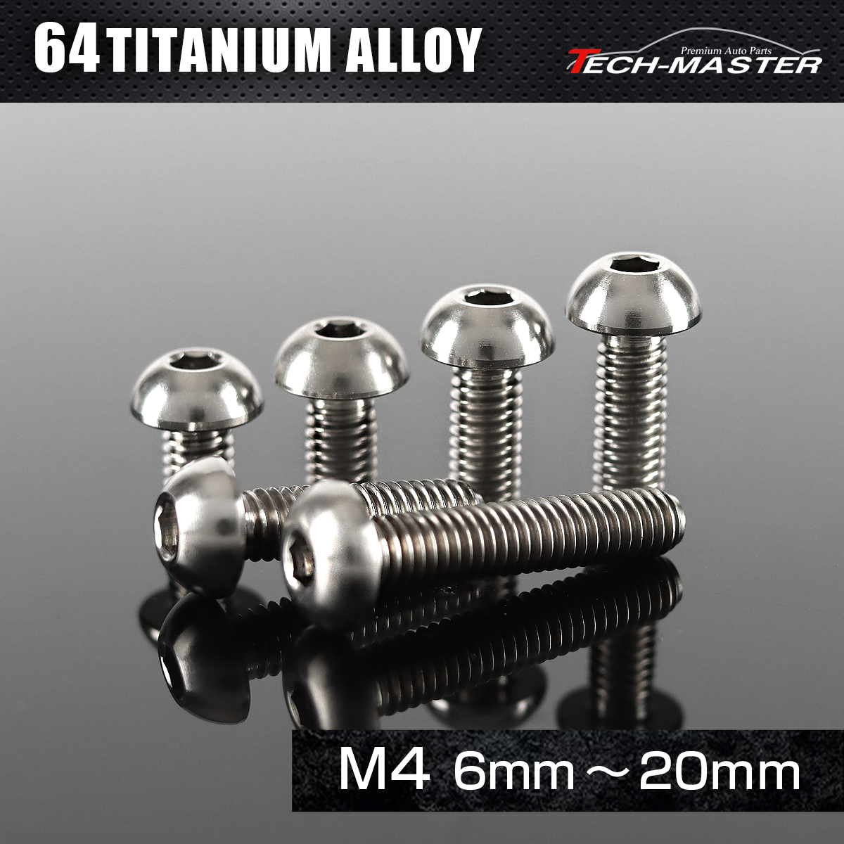 チタンボルト トラスヘッド 六角穴付き ボタンボルト M4×6mm～20mm シルバー JA689CHOICE 【メール便可】