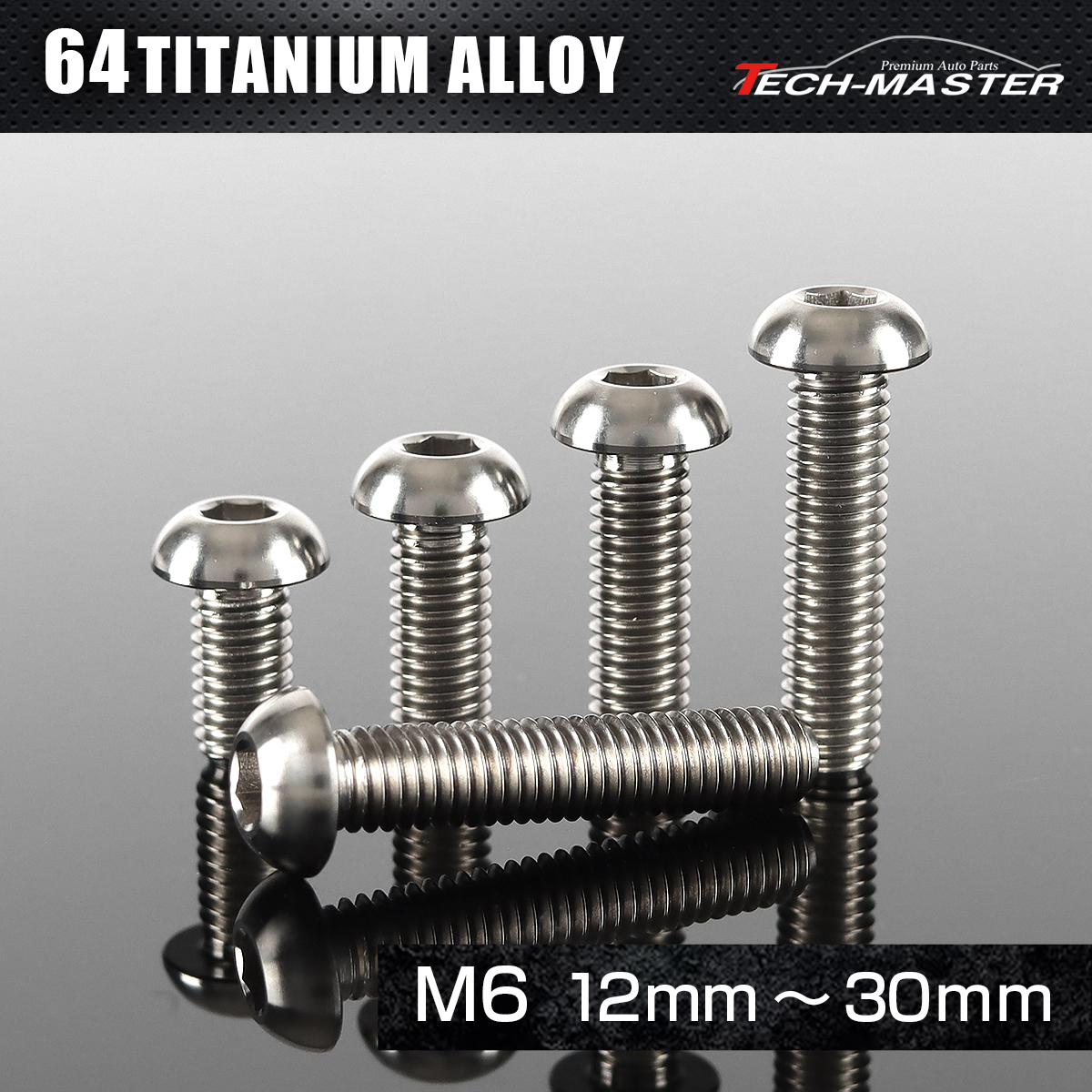 チタンボルト トラスヘッド 六角穴付き ボタンボルト M6×12mm～30mm シルバー JA906CHOICE 【メール便可】