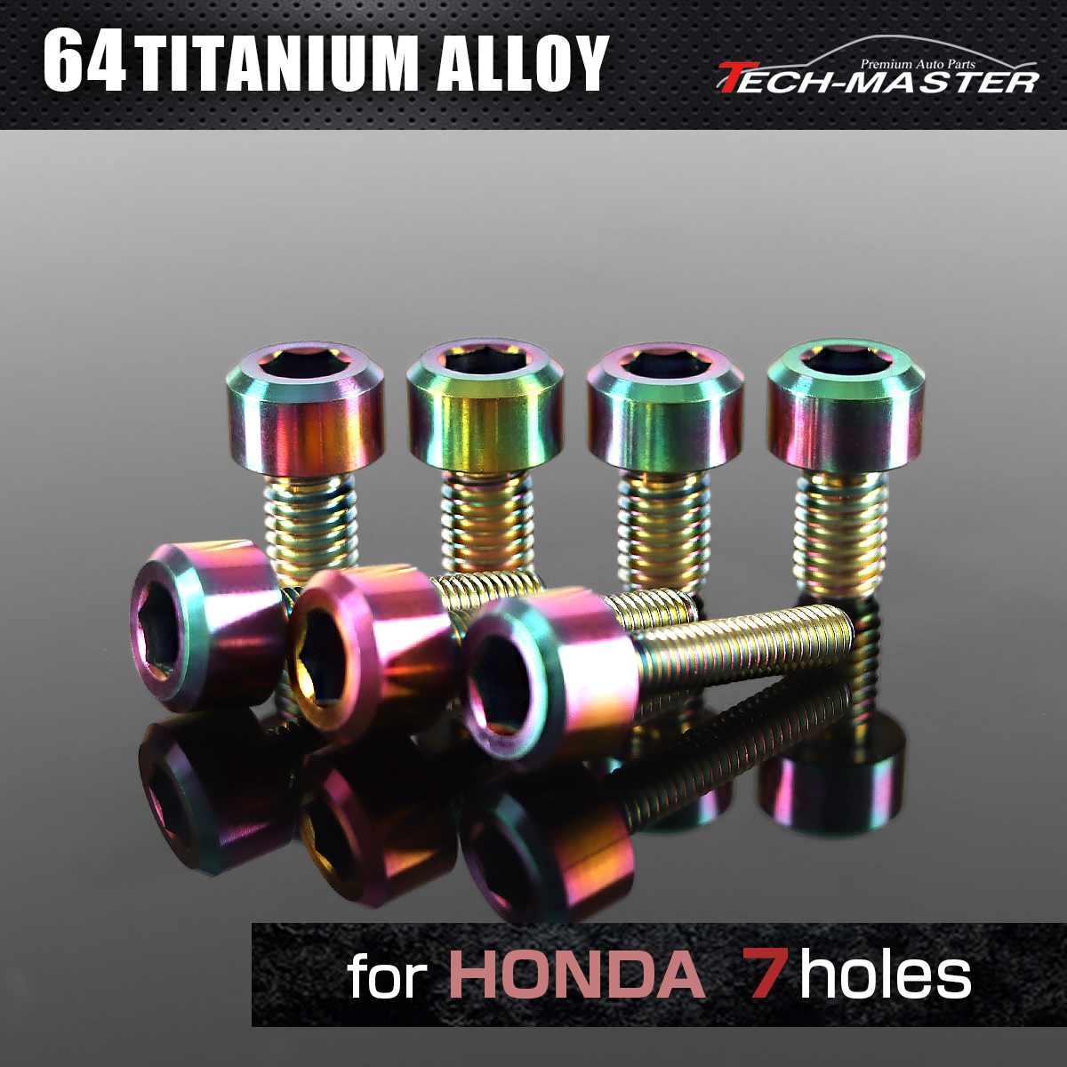 64チタン タンクキャップボルト ホンダ 7穴用 レインボー 7本セット JA962 【メール便可】