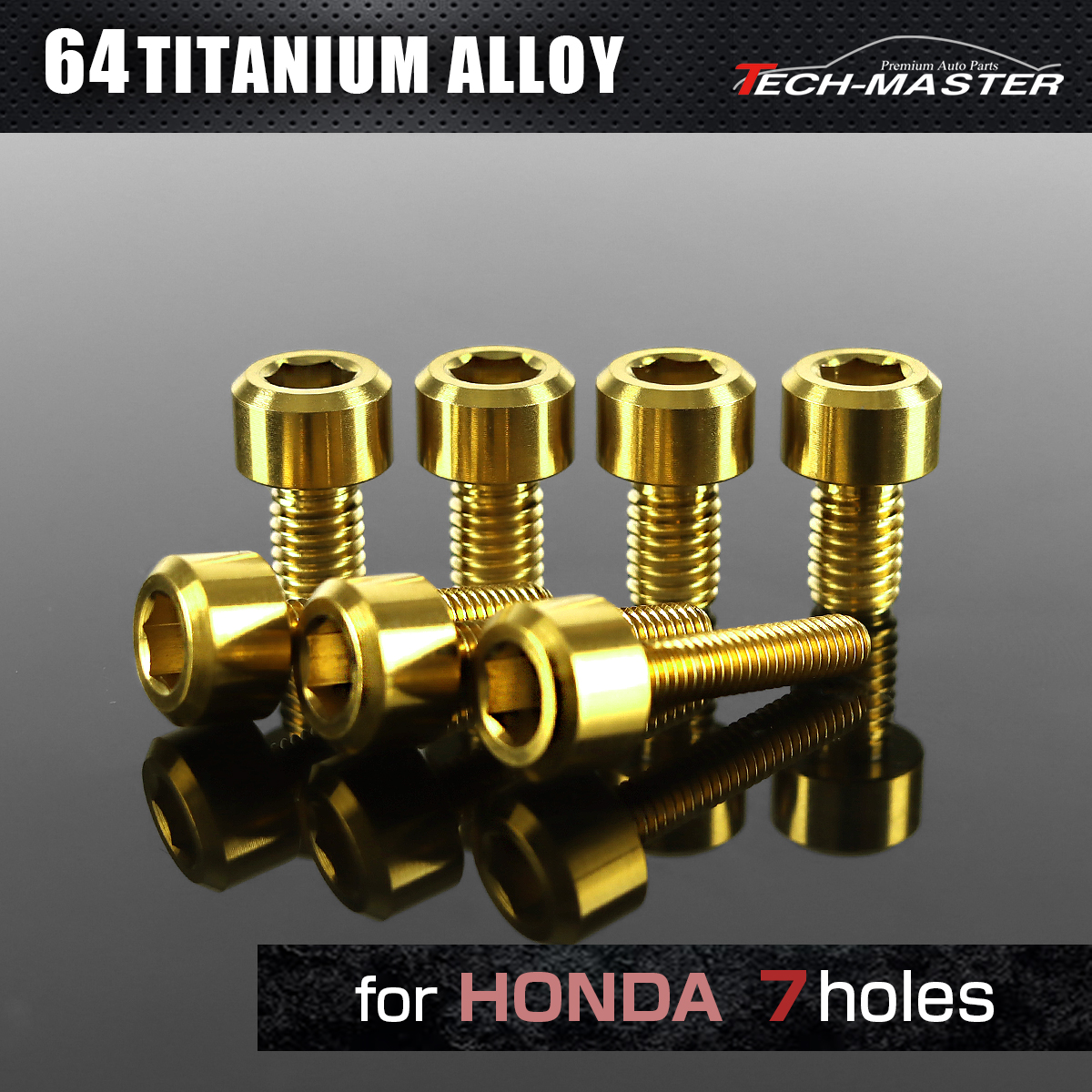 64チタン タンクキャップボルト ホンダ 7穴用 ゴールド 7本セット JA965 【メール便可】
