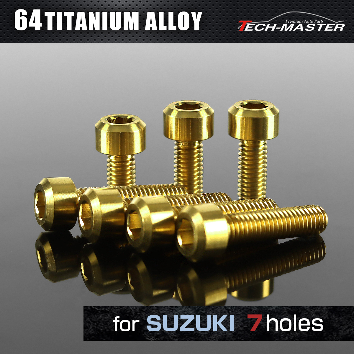 64チタン タンクキャップボルト スズキ 7穴用 ゴールド 7本セット JA981 【メール便可】