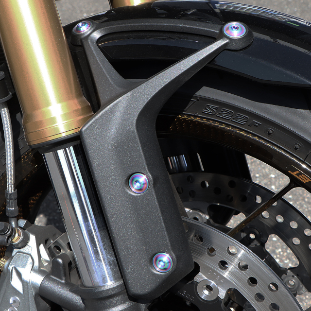 Z900RS 64チタン フロントフェンダーアーム用 ボルトセット レインボー BS0009 【メール便可】