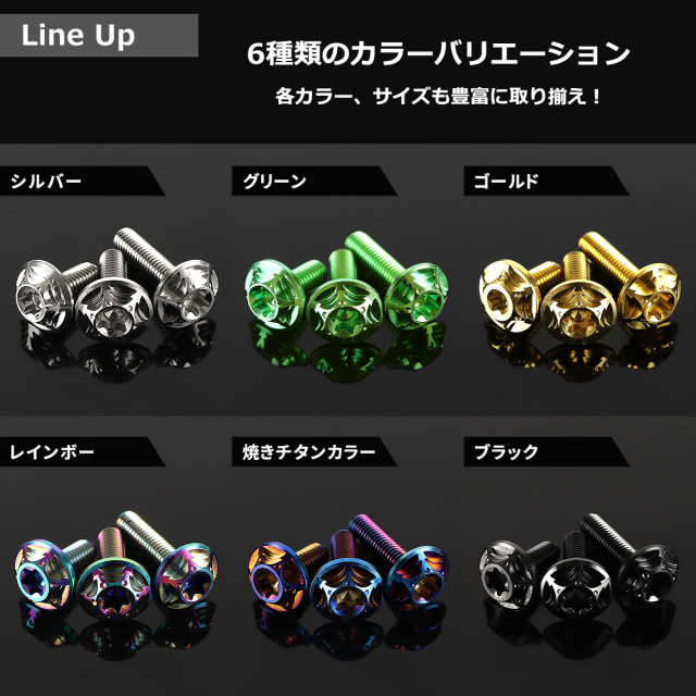 チタンボルト フランジ付き スノーヘッド トルクス穴 ボタンボルト M6