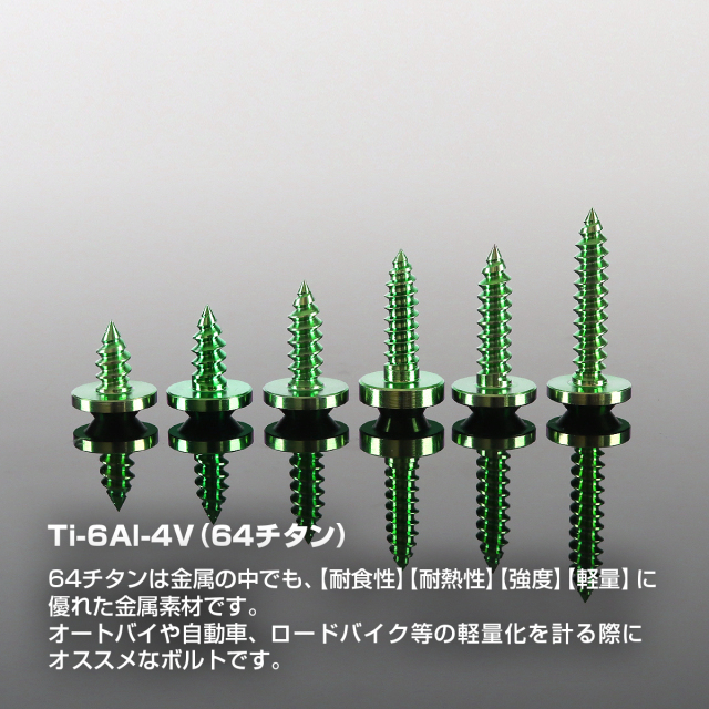チタンネジ トルクス穴付 タッピングビス M5×10mm～35mm グリーン