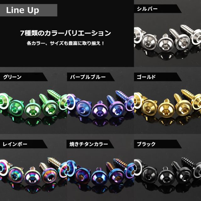 チタンネジ トルクス穴付 タッピングビス M5×10mm～35mm レインボー