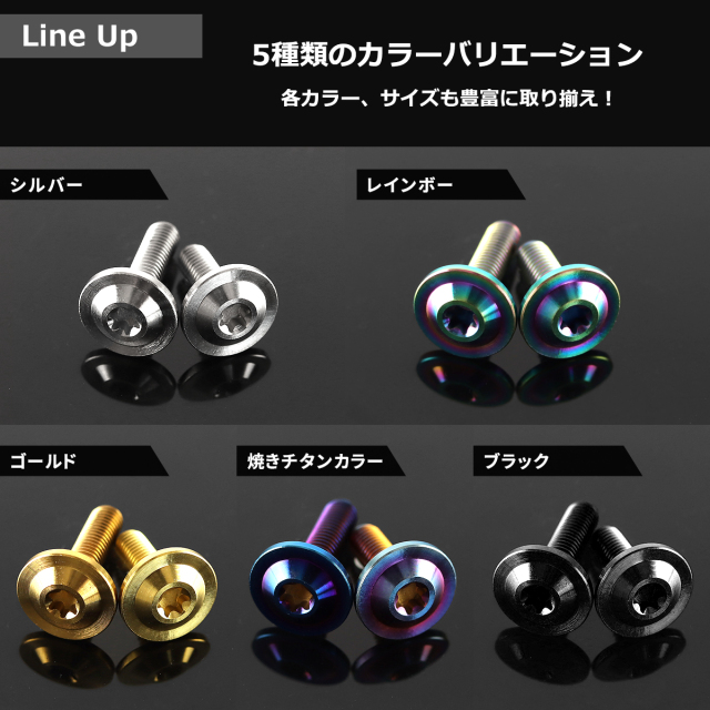 チタンボルト トルクス穴付き フランジ付き ボタンボルト M5×15mm