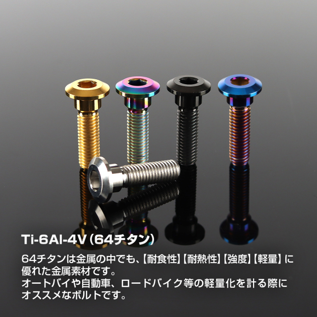 64チタン カワサキ車用 ブレーキディスク ローターボルト M8×30mm 焼き
