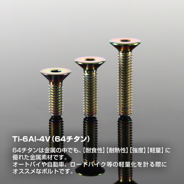 チタンボルト 皿ボルト 六角穴付き M4×12mm～20mm チタンカラー