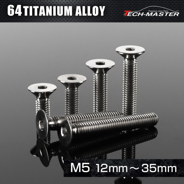 チタンボルト 皿ボルト 六角穴付き M5×12mm～35mm シルバー JA1492CHOICE 【メール便可】