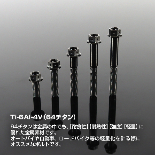 チタンボルト フランジ六角ボルト 六角穴付き M6×10mm～50mm ブラック
