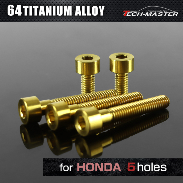 64チタン タンクキャップボルト ホンダ 5穴用 ゴールド 5本セット JA1857 【メール便可】