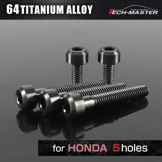 64チタン タンクキャップボルト ホンダ 5穴用 ブラック 5本セット JA1860 【メール便可】