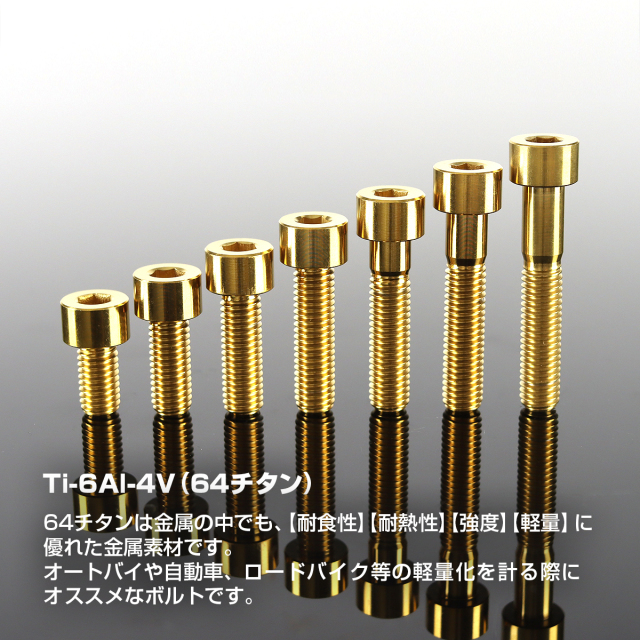 チタンボルト ストレートキャップボルト 六角穴付き M8×15mm～45mm