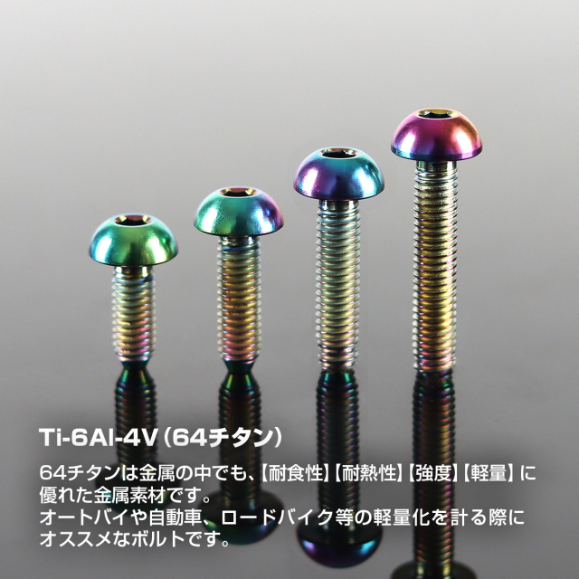チタンボルト トラスヘッド 六角穴付き ボタンボルト M3×8mm～15mm