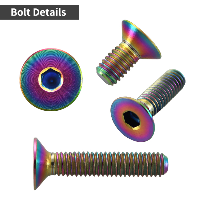チタンボルト 皿ボルト 六角穴付き M3×6mm～18mm チタンカラー