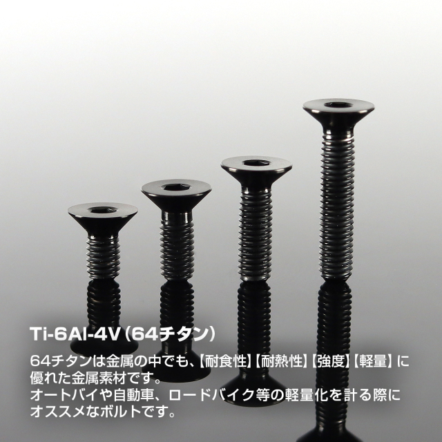 チタンボルト 皿ボルト 六角穴付き M3×6mm～18mm ブラック