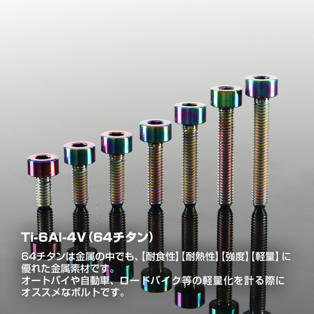 チタンボルト スリムヘッド キャップボルト 六角穴付き M3×6mm～20mm