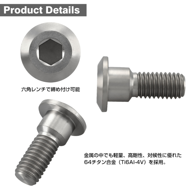64チタン スズキ車用 ディスクローターボルト M8×22mm シルバー JA229