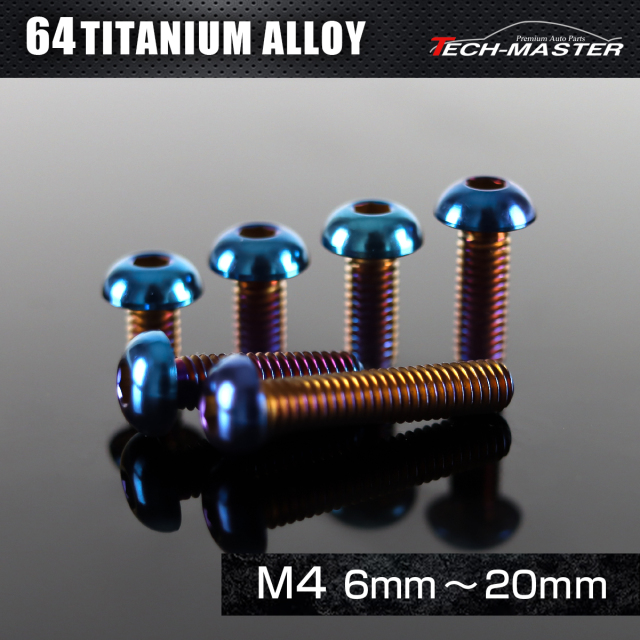 チタンボルト トラスヘッド 六角穴付き ボタンボルト M4×6mm～20mm 焼きチタンカラー JA2645CHOICE 【メール便可】
