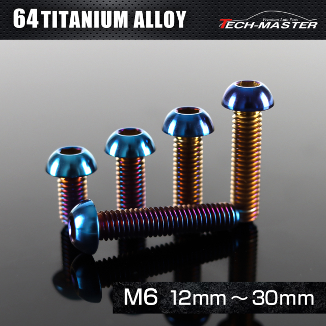 チタンボルト トラスヘッド 六角穴付き ボタンボルト M6×12mm～30mm 焼きチタンカラー JA2660CHOICE 【メール便可】