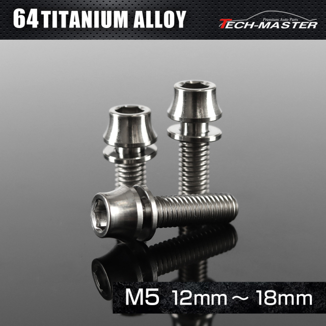 チタンボルト ワッシャー 組込 テーパーヘッド 六角穴付き キャップボルト M5×12mm～18mm シルバー JA285CHOICE 【メール便可】
