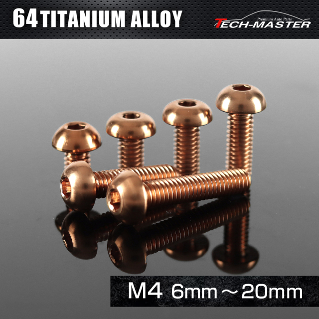チタンボルト トラスヘッド 六角穴付き ボタンボルト M4×6mm～20mm ブロンズ JA3098CHOICE 【メール便可】