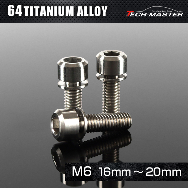 チタンボルト ワッシャー 組込 六角穴付き キャップボルト M6×16mm～20mm シルバー JA321CHOICE 【メール便可】