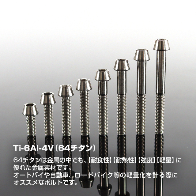 チタンボルト テーパーヘッド 六角穴付き キャップボルト M5×10mm