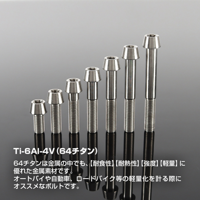 チタンボルト テーパーヘッド トルクス穴付き キャップボルト M10×20mm