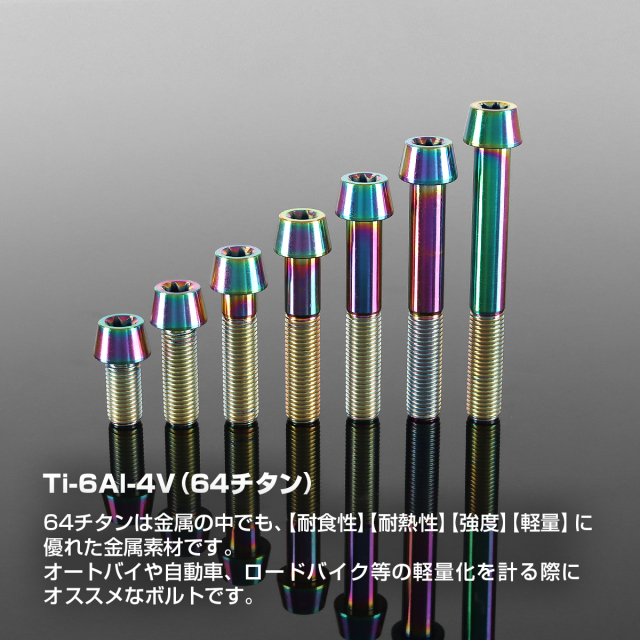 チタンボルト テーパーヘッド トルクス穴付き キャップボルト M10×20mm