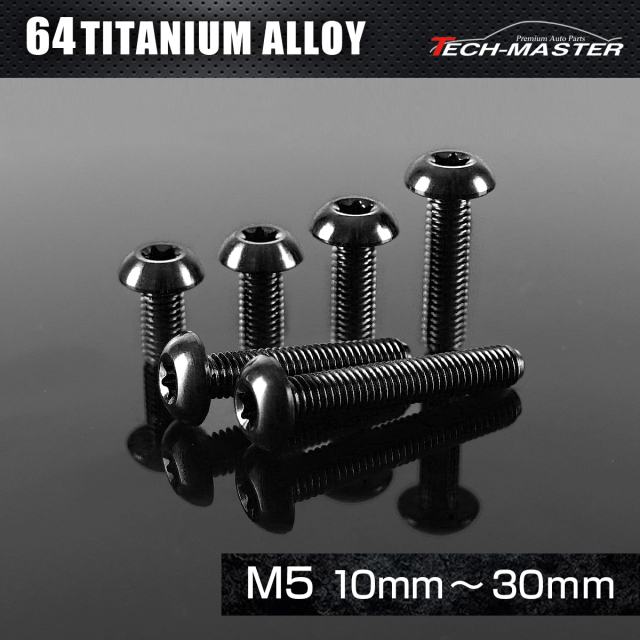 チタンボルト トラスヘッド トルクス穴付き M5×10mm～30mm ブラック JA462CHOICE 【メール便可】