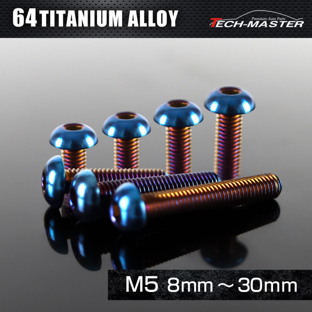 チタンボルト トラスヘッド 六角穴付き ボタンボルト M5×8mm～30mm 焼きチタンカラー JA583CHOICE 【メール便可】