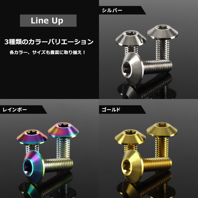 チタンボルト トルクス穴付き テーパーヘッド ボタンボルト M6