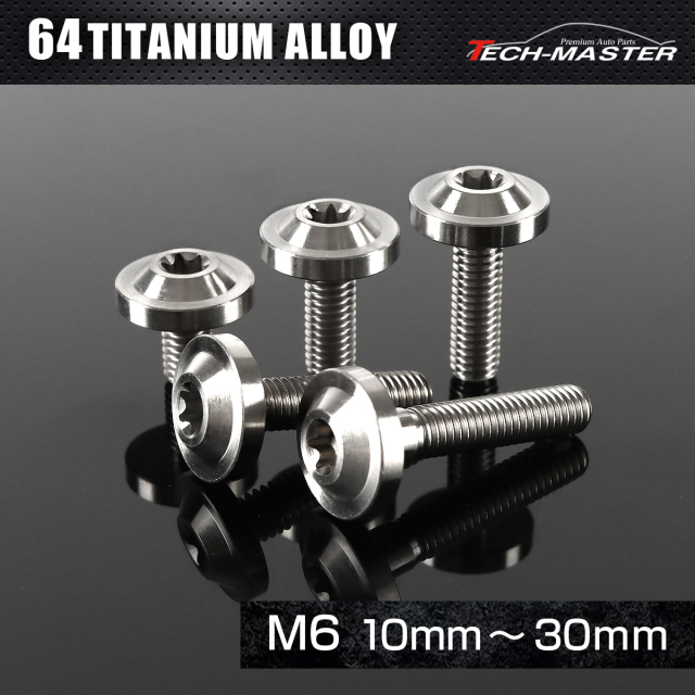 チタンボルト トルクス穴付き フランジ付き ボタンボルト M6×10mm～30mm シルバー JA651CHOICE 【メール便可】