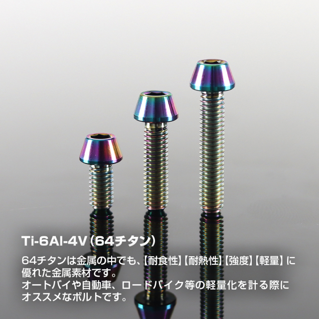 チタンボルト テーパーヘッド 六角穴付き キャップボルト M4×8mm～20mm