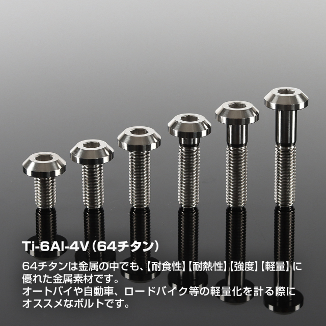 チタンボルト テーパーヘッド ボタンボルト 六角穴付き M8×15mm
