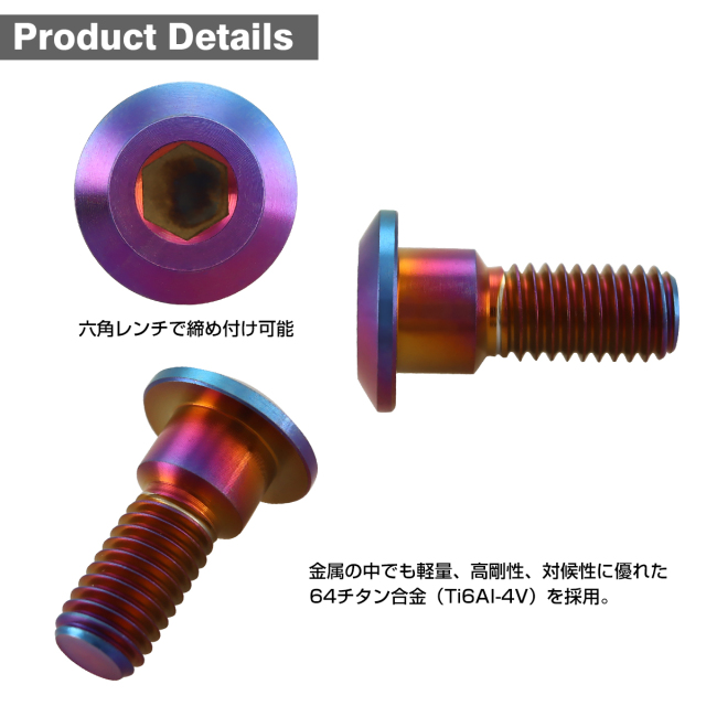 64チタン スズキ車用 ディスクローターボルト M8×22mm 焼きチタン