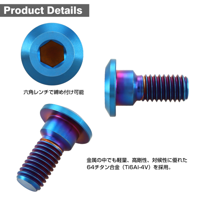 アポロフィールダー　大　チタン 64チタン ヤマハ車用 ディスクローターボルト M8×20mm 焼きチタン