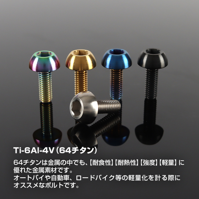 64チタン ホンダ車用 ディスクローターボルト M6×17mm 焼きチタン